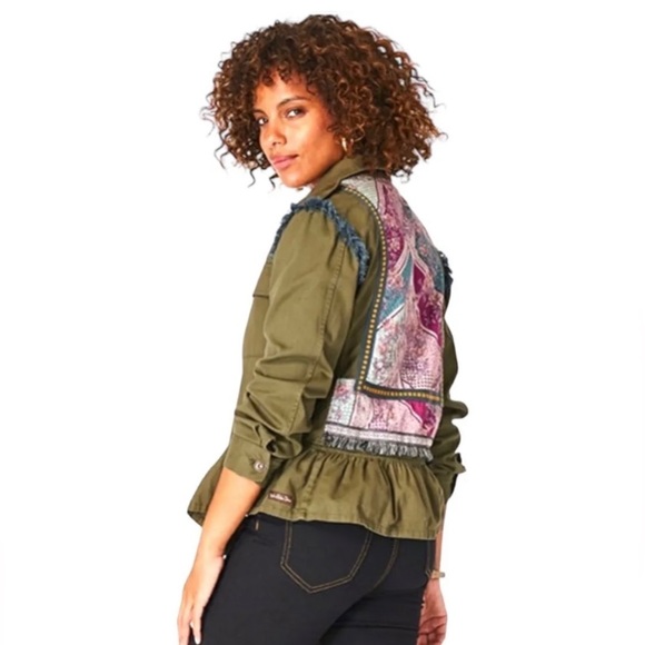 MATILDA JANE Jacket Moments with You Size XS Army Green Pockets Patchwork. - Picture 2 of 14